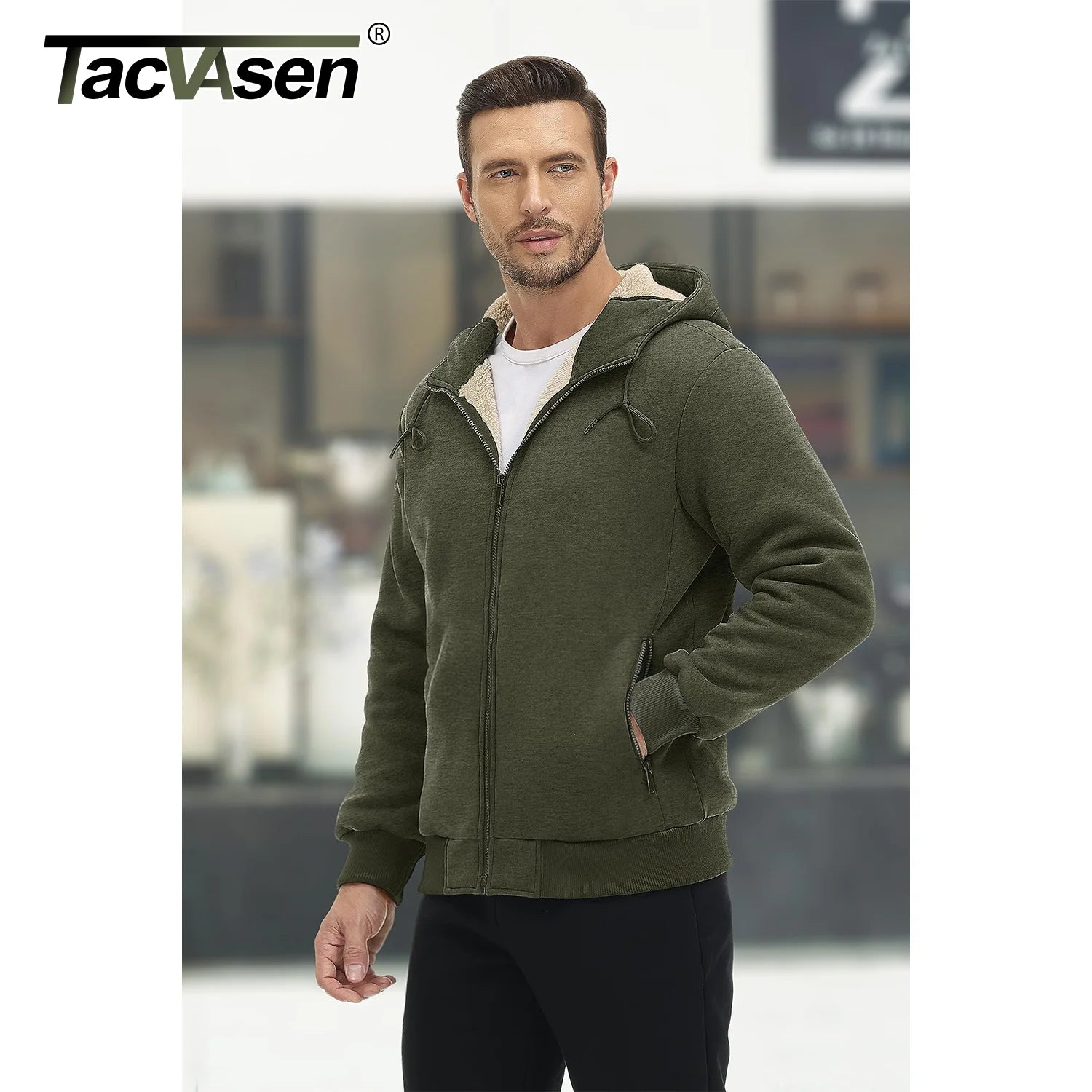 TACVASEN Fleece Lining Winter Hoodie mens Sherpa Jackets