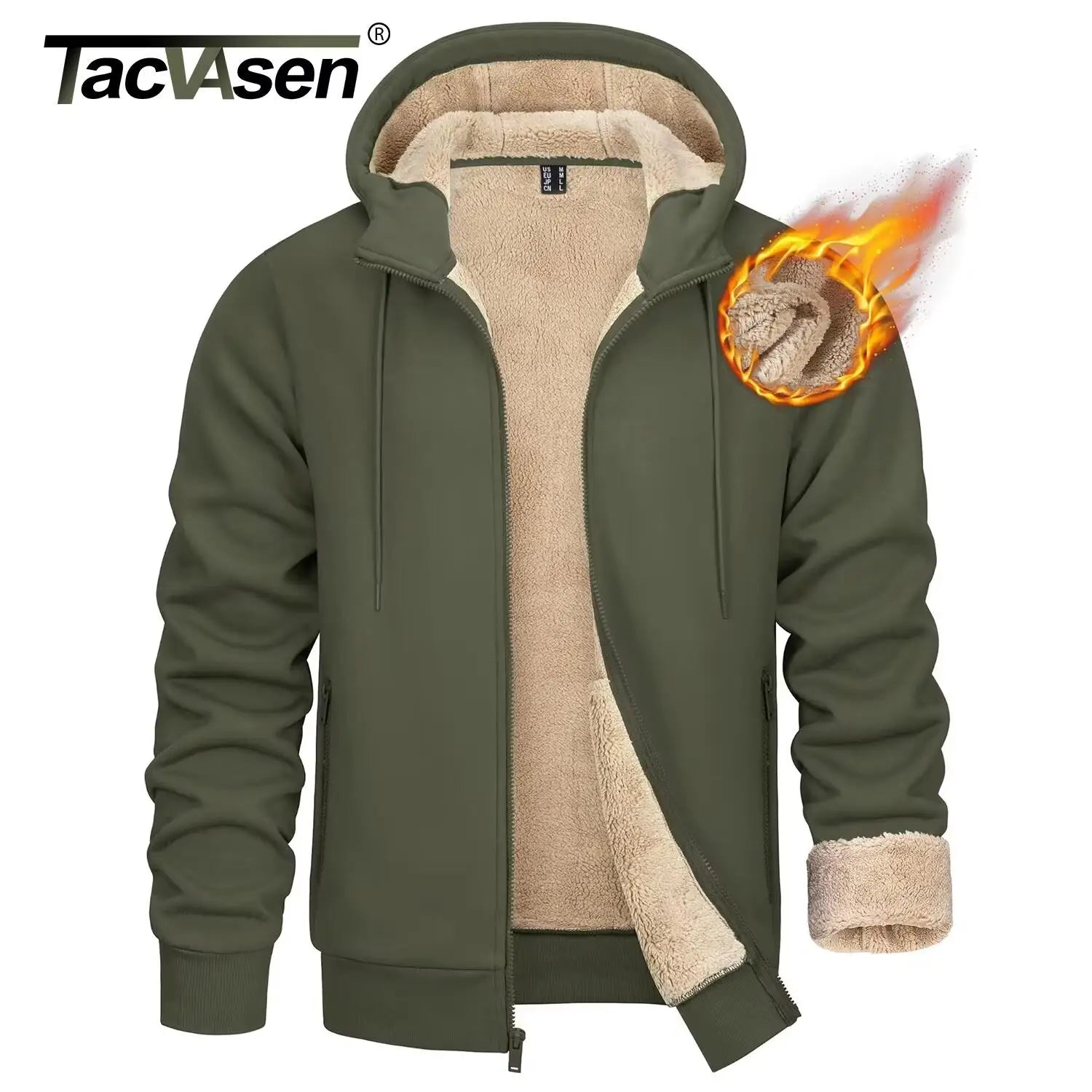 TACVASEN Fleece Lining Winter Hoodie mens Sherpa Jackets