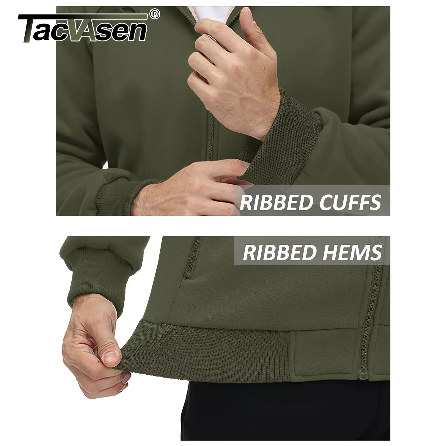TACVASEN Fleece Lining Winter Hoodie mens Sherpa Jackets